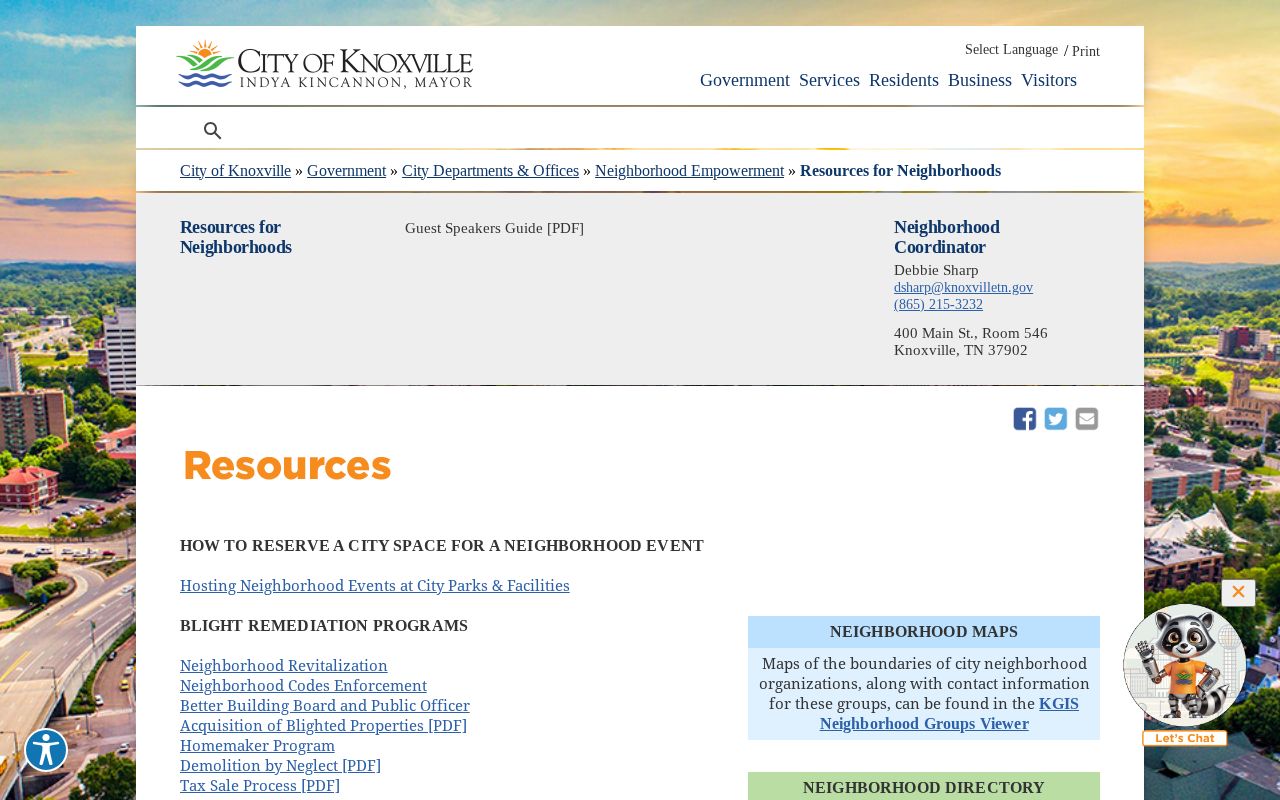 Knox County neighbors neighborhood resources directory and map links