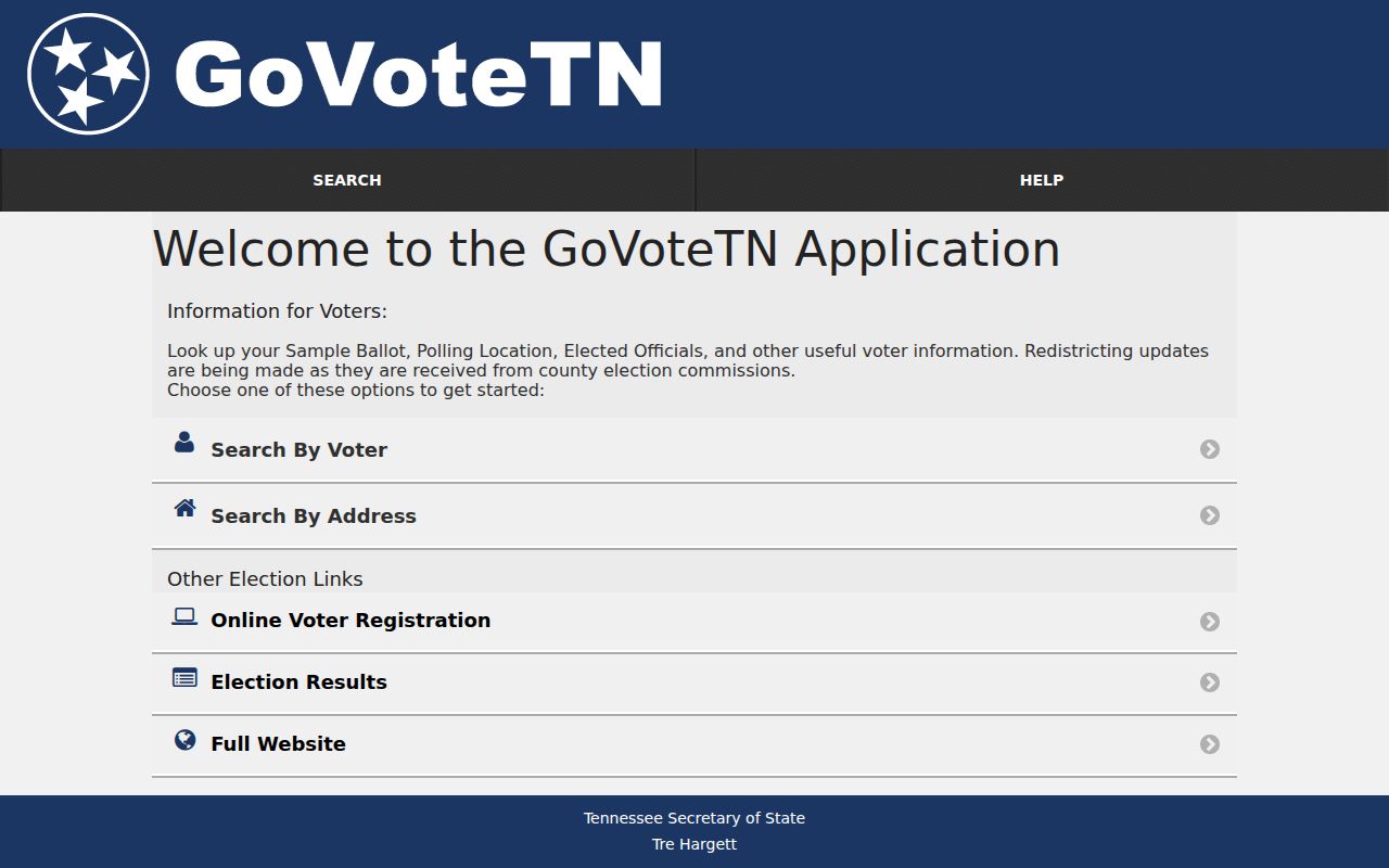 Knox County ZIP code directory using GoVoteTN ZIP search fields